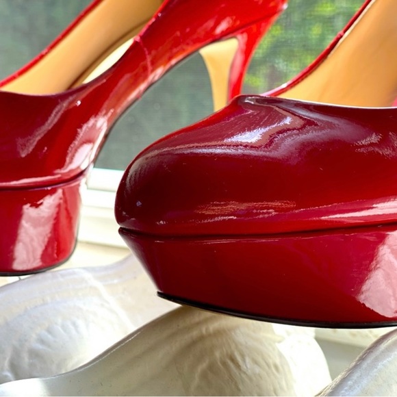 👠Nine West Red Patent Leather Pumps / Heels 8.5 - Picture 6 of 7